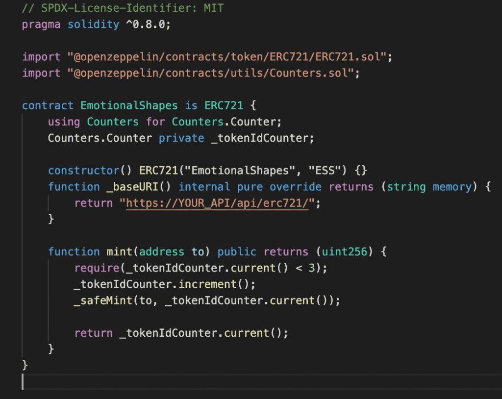 Пример кода на Solidity