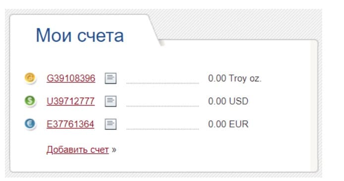 Виды счетов в Perfect Money